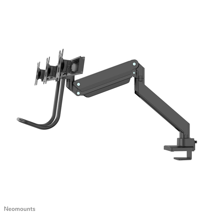 Neomounts NM-D775DX3 nero è un supporto da scrivania con molla a gas, barra trasversale e leva per schermi piatti fino a 27 pollici (68,6 cm).