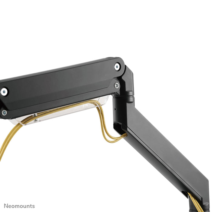 Neomounts NM-D775DX3 nero è un supporto da scrivania con molla a gas, barra trasversale e leva per schermi piatti fino a 27 pollici (68,6 cm).