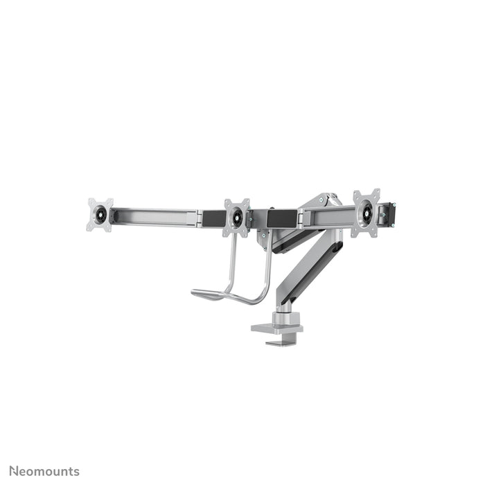 Neomounts NM-D775DX3 argento è un supporto da scrivania con molla a gas, barra trasversale e leva per schermi piatti fino a 27 pollici (68,6 cm).