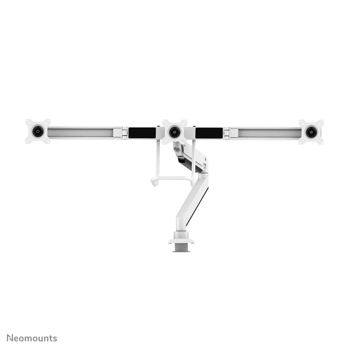 Neomounts NM-D775DX3 bianco è un supporto da scrivania con molla a gas, barra trasversale e leva per schermi piatti fino a 27 pollici (68,6 cm).