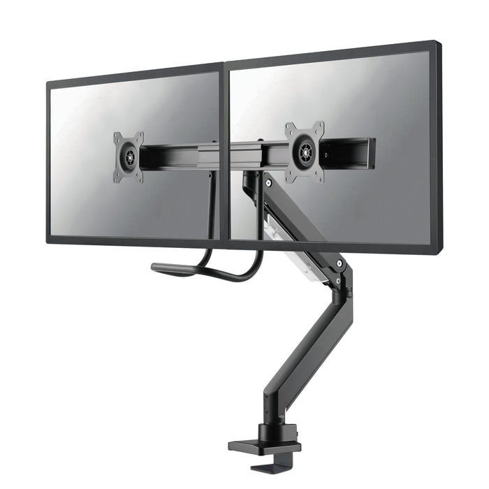 Neomounts NM-D775DX nero è un supporto da scrivania con molla a gas, barra trasversale e leva per schermi piatti fino a 32 pollici (81 cm).