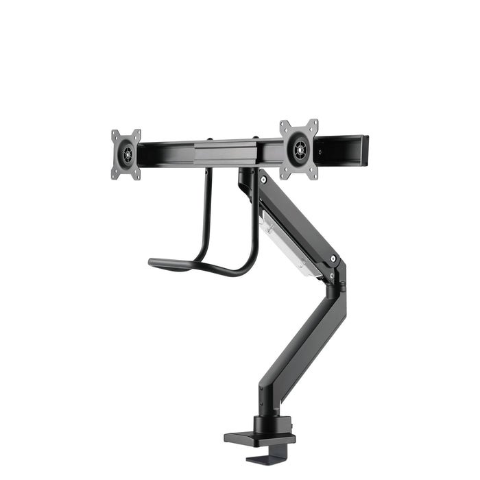 Neomounts NM-D775DX nero è un supporto da scrivania con molla a gas, barra trasversale e leva per schermi piatti fino a 32 pollici (81 cm).