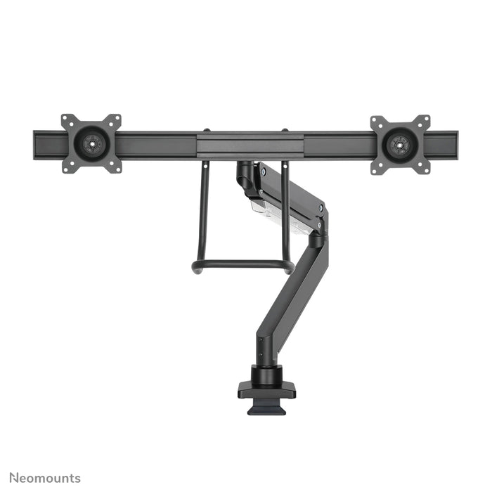 Neomounts NM-D775DX nero è un supporto da scrivania con molla a gas, barra trasversale e leva per schermi piatti fino a 32 pollici (81 cm).