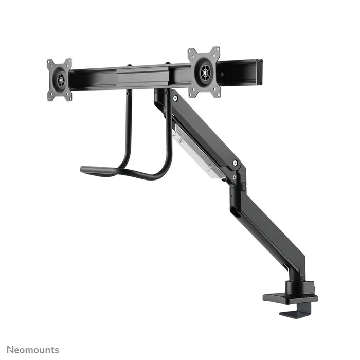 Neomounts NM-D775DX nero è un supporto da scrivania con molla a gas, barra trasversale e leva per schermi piatti fino a 32 pollici (81 cm).