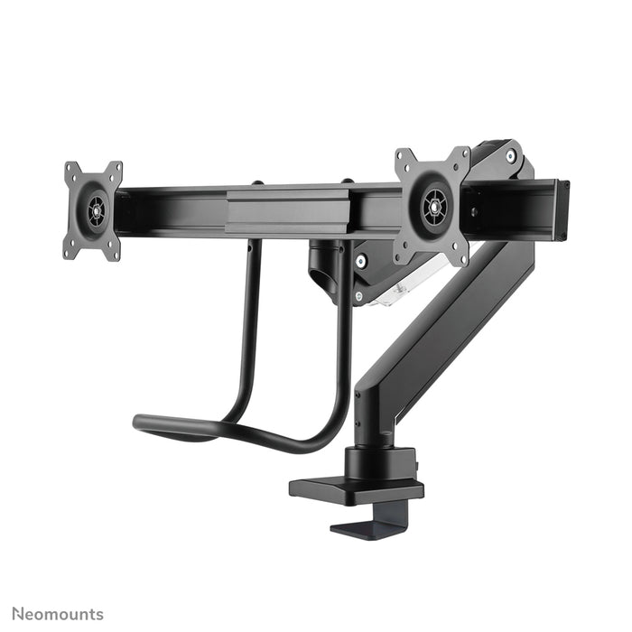 Neomounts NM-D775DX nero è un supporto da scrivania con molla a gas, barra trasversale e leva per schermi piatti fino a 32 pollici (81 cm).