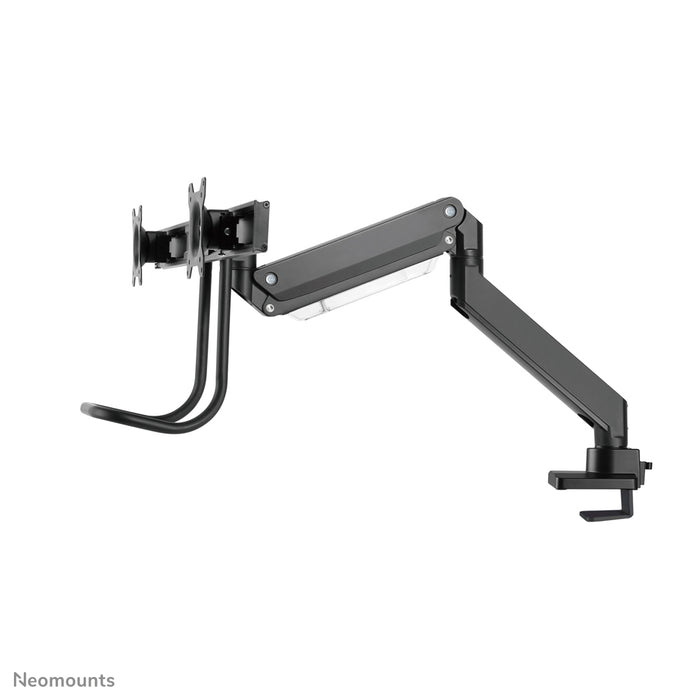 Neomounts NM-D775DX nero è un supporto da scrivania con molla a gas, barra trasversale e leva per schermi piatti fino a 32 pollici (81 cm).