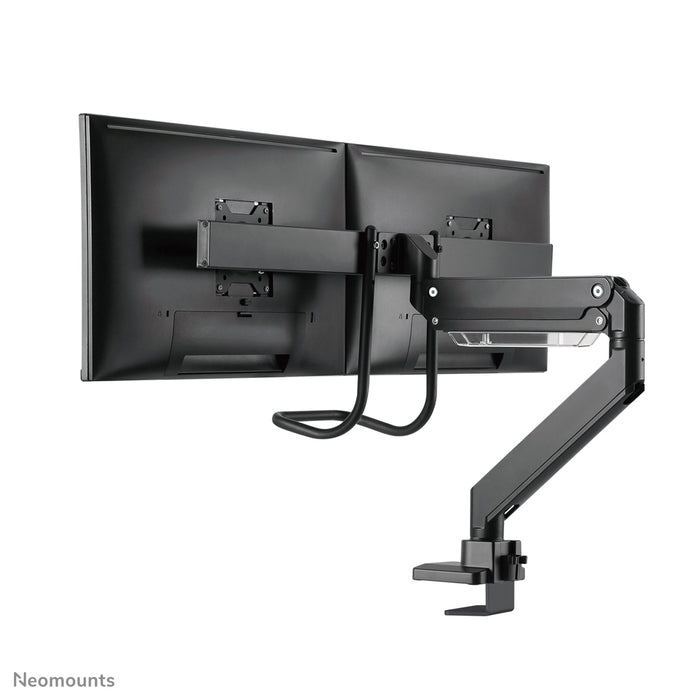 Neomounts NM-D775DX nero è un supporto da scrivania con molla a gas, barra trasversale e leva per schermi piatti fino a 32 pollici (81 cm).