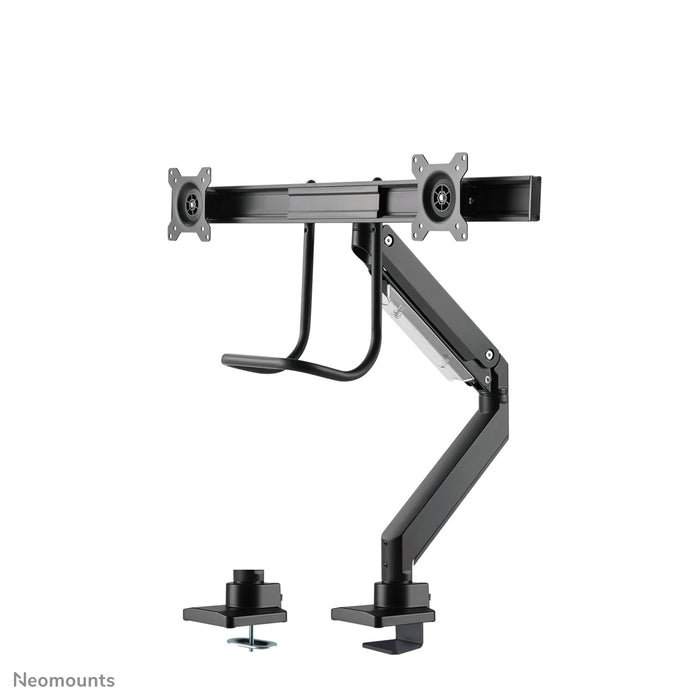 Neomounts NM-D775DX nero è un supporto da scrivania con molla a gas, barra trasversale e leva per schermi piatti fino a 32 pollici (81 cm).