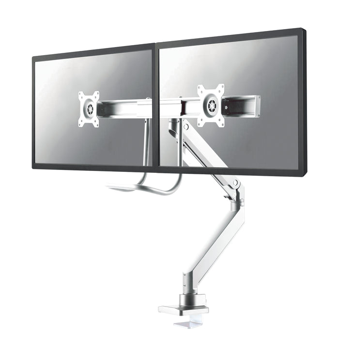 Neomounts NM-D775DX bianco è un supporto da scrivania con molla a gas, barra trasversale e leva per schermi piatti fino a 32 pollici (81 cm).