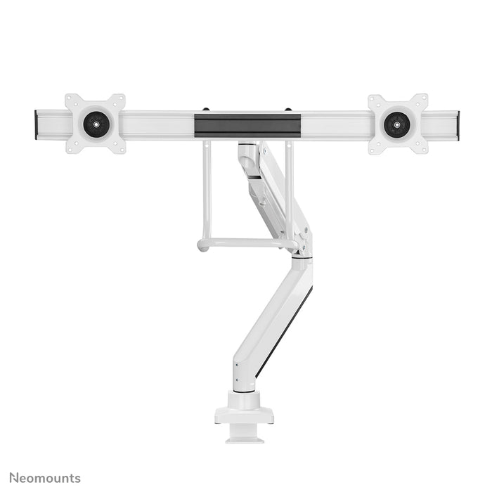 Neomounts NM-D775DX bianco è un supporto da scrivania con molla a gas, barra trasversale e leva per schermi piatti fino a 32 pollici (81 cm).