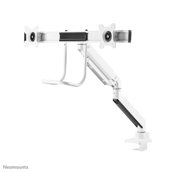 Neomounts NM-D775DX bianco è un supporto da scrivania con molla a gas, barra trasversale e leva per schermi piatti fino a 32 pollici (81 cm).