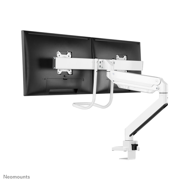 Neomounts NM-D775DX bianco è un supporto da scrivania con molla a gas, barra trasversale e leva per schermi piatti fino a 32 pollici (81 cm).