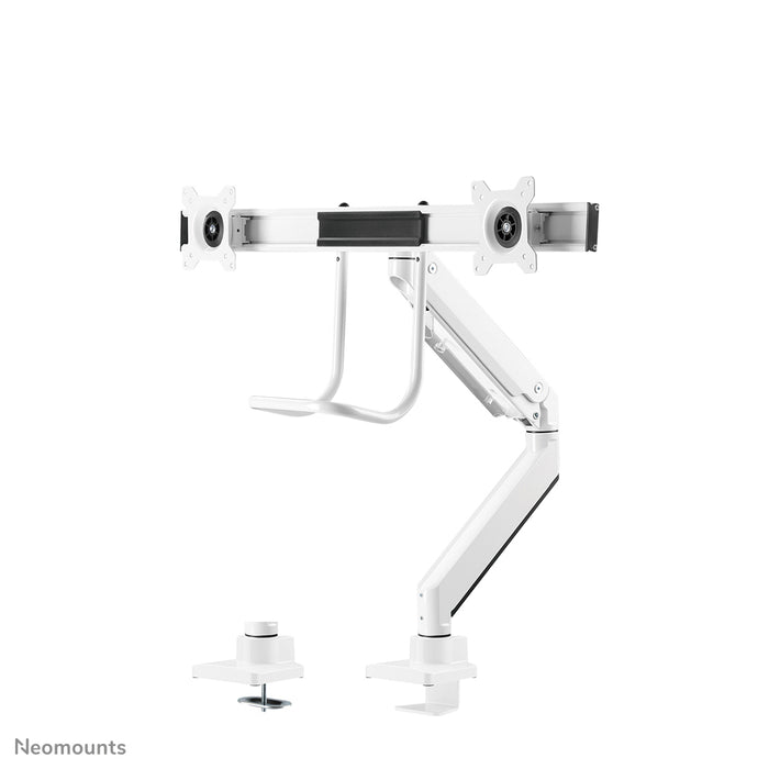 Neomounts NM-D775DX bianco è un supporto da scrivania con molla a gas, barra trasversale e leva per schermi piatti fino a 32 pollici (81 cm).