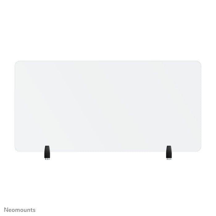 Neomounts NS-GLSPROTECT140 è un pannello in vetro durevole da 138 cm che offre protezione della distanza sul posto di lavoro - Vetro temperato, trasparente, 100% riciclabile