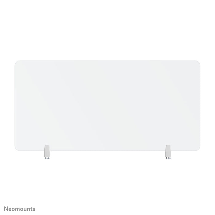 Neomounts NS-GLSPROTECT140 è un pannello in vetro durevole da 138 cm che offre protezione della distanza sul posto di lavoro - Vetro temperato, trasparente, 100% riciclabile