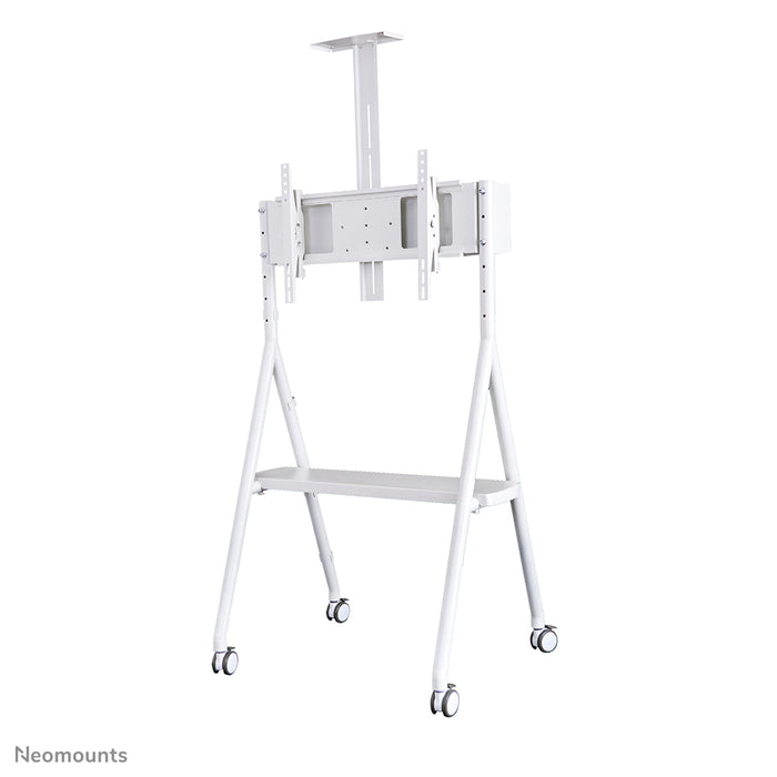 Neomounts NS-M1500 bianco è un mobile su ruote per schermi piatti fino a 65 pollici (165 cm). Include piano per laptop - Bianco