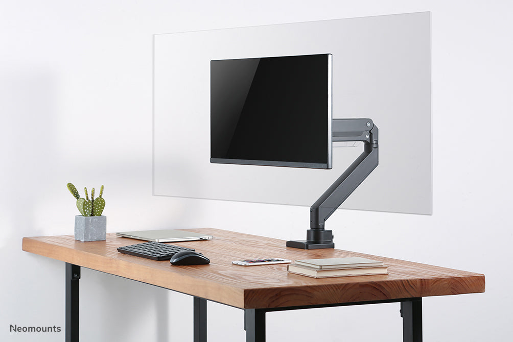 Neomounts NS-PLXPROTECT1 è uno schermo trasparente per 1 flat screen e offre protezione della distanza sul posto di lavoro - Acrilico trasparente, 100% riciclabile | PLXPROTECT è registrato come brevetto di design UE |