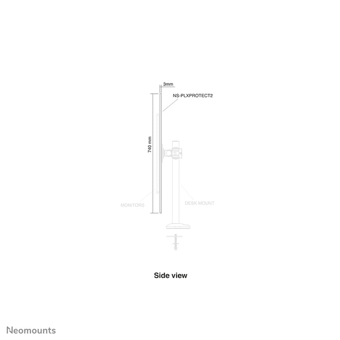Neomounts NS-PLXPROTECT2 è uno schermo trasparente per 2 flat screen e offre protezione della distanza sul posto di lavoro - Acrilico trasparente, 100% riciclabile | PLXPROTECT è registrato come brevetto di design UE |