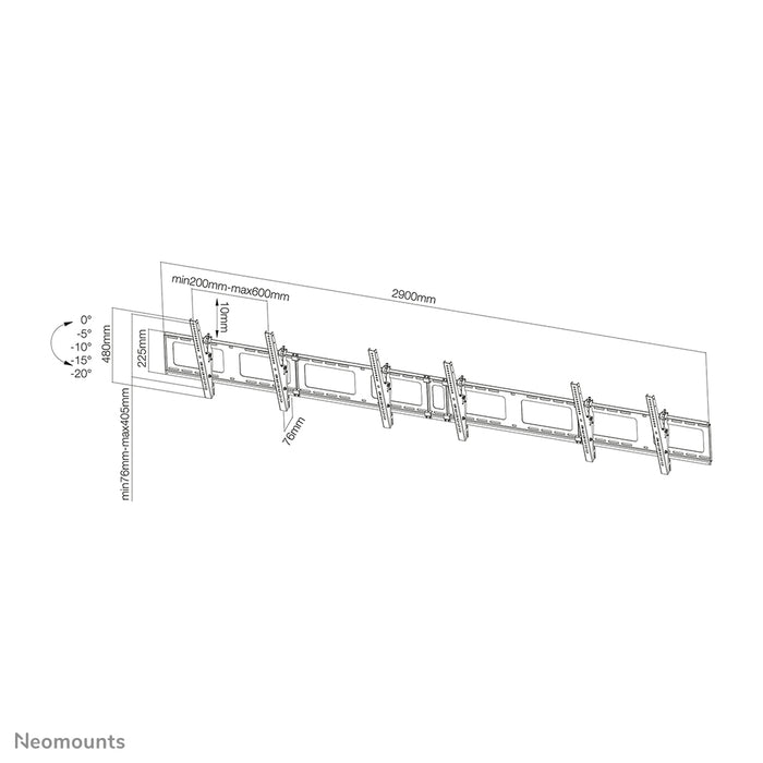Neomounts NS-WMB300 nero è un supporto da parete per menu board per schermi fino a 52 pollici (132 cm).