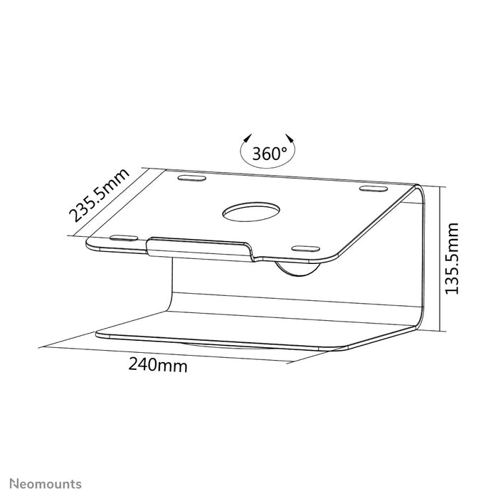 Neomounts NSLS050 è un supporto da scrivania girevole a 360 gradi per notebook.