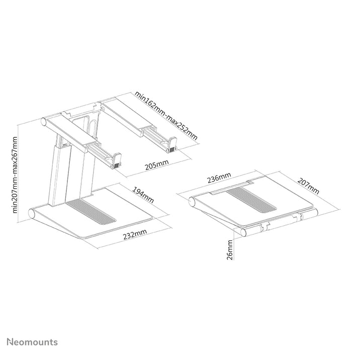 Neomounts supporto pieghevole per laptop - Argento/nero