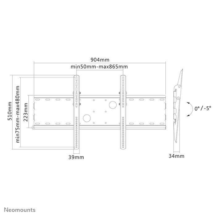 Neomounts PLASMA-W100 nero è un supporto a parete piatto per schermi piatti fino a 85 pollici (216 cm).