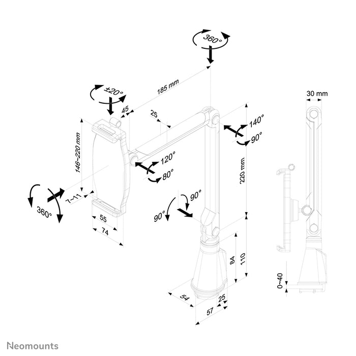 Neomounts TABLET-D100SILVER è un supporto da scrivania universale per tablet.