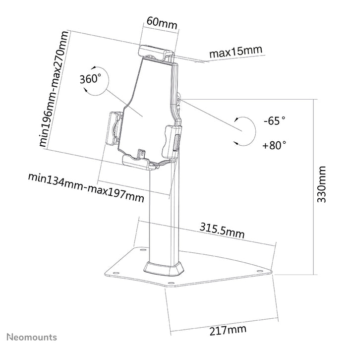 Neomounts supporto tablet TABLET-D150SILVER per la maggior parte dei tablet da 7,9 a 10,5 pollici, bloccabile - Argento