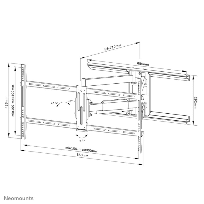 Neomounts WL40-550BL18 supporto a parete full motion per schermi da 43-75 pollici - Nero