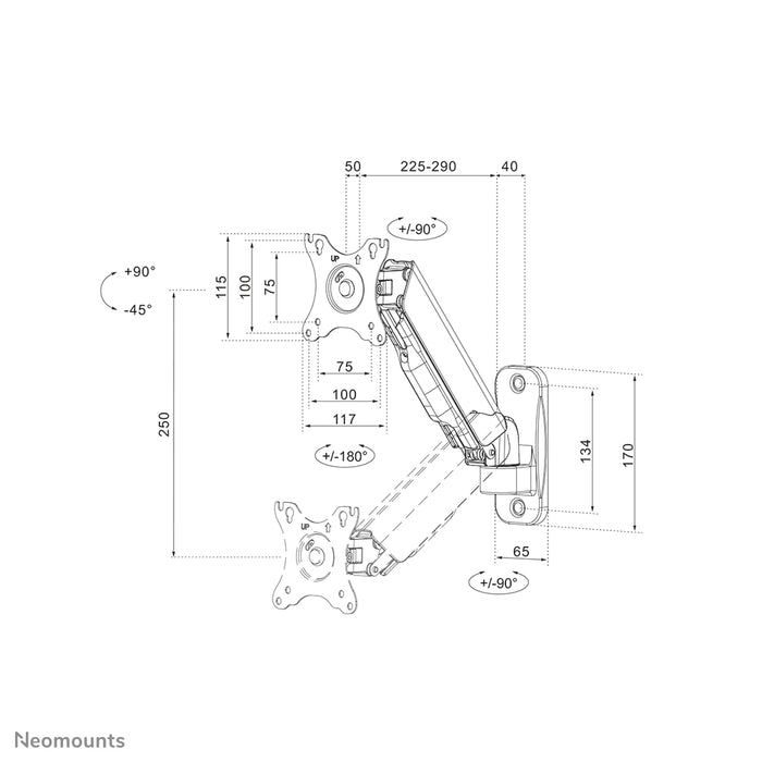 Neomounts WL70-440BL11 full motion wandsteun voor 17-32 inch schermen - Zwart
