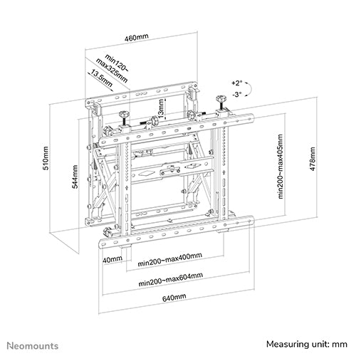 Neomounts WL95-900BL16 supporto videowall push to pop out per schermi da 45-75 pollici - Nero
