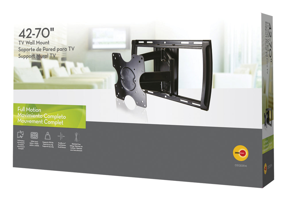 Supporto TV da parete full motion per schermi fino a 70"