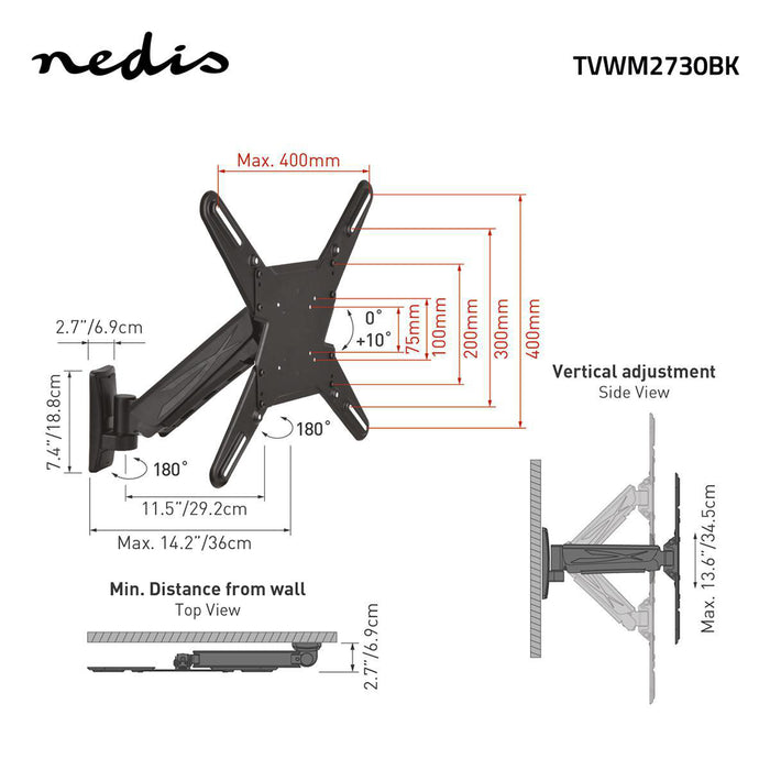 Supporto TV verticale | 29 - 55" | Max. 20 kg | Corsa verticale 345 mm