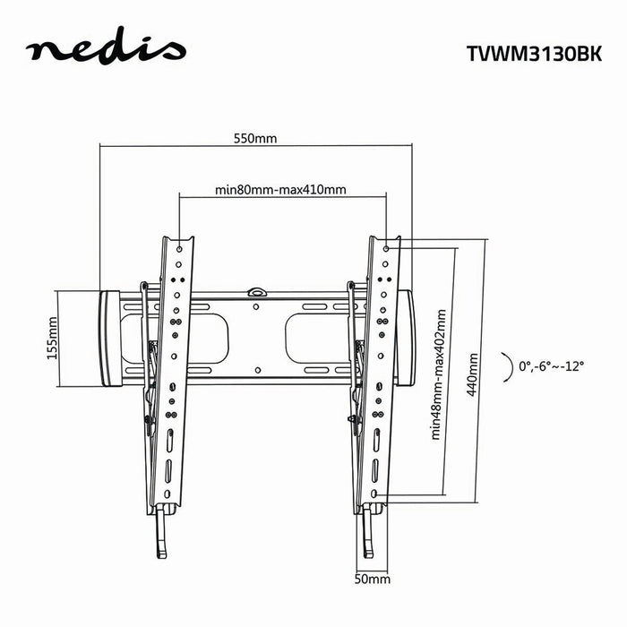 Supporto TV inclinabile | 32 - 55" | Max. 40 kg | Angolo di inclinazione 12°