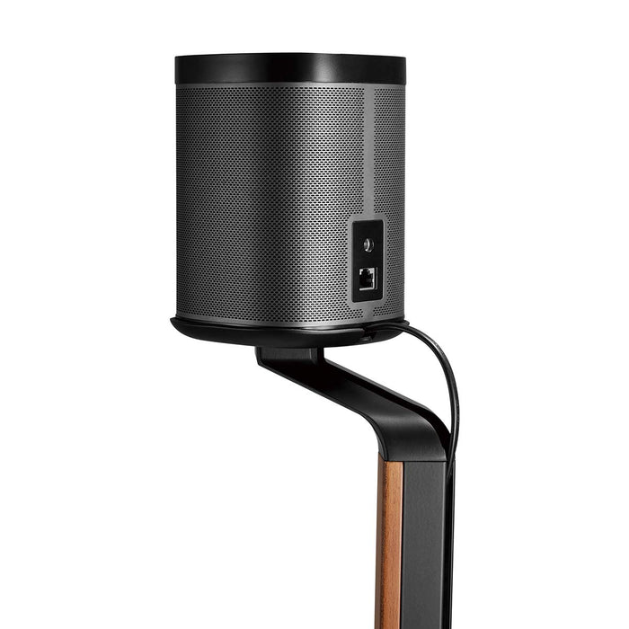 Supporto per altoparlanti design scandinavo per Sonos One, One SL & PLAY:1 – Base in legno/metallo con gestione cavi e smorzamento vibrazioni.