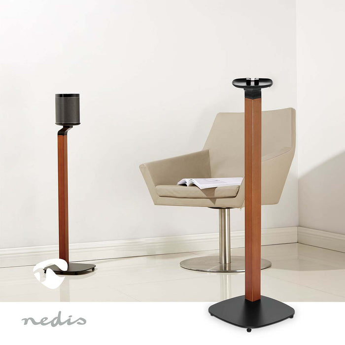 Supporto per altoparlanti design scandinavo per Sonos One, One SL & PLAY:1 – Base in legno/metallo con gestione cavi e smorzamento vibrazioni.