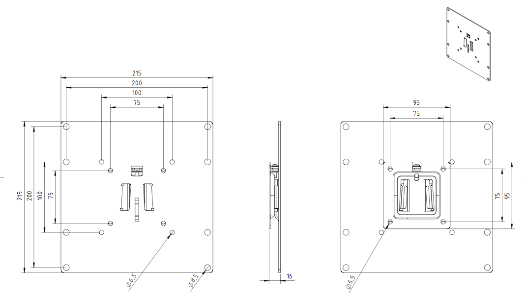 Seconda occasione Supporto fisso super sottile 200x200, spesso solo 16mm