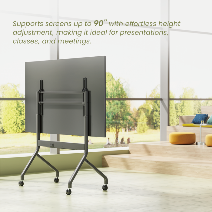 Wolff Mount TVB-136 | Mobile per presentazioni elettrico regolabile in altezza Adatto per 50–90 pollici | VESA 900x600 | Max. 90 kg
