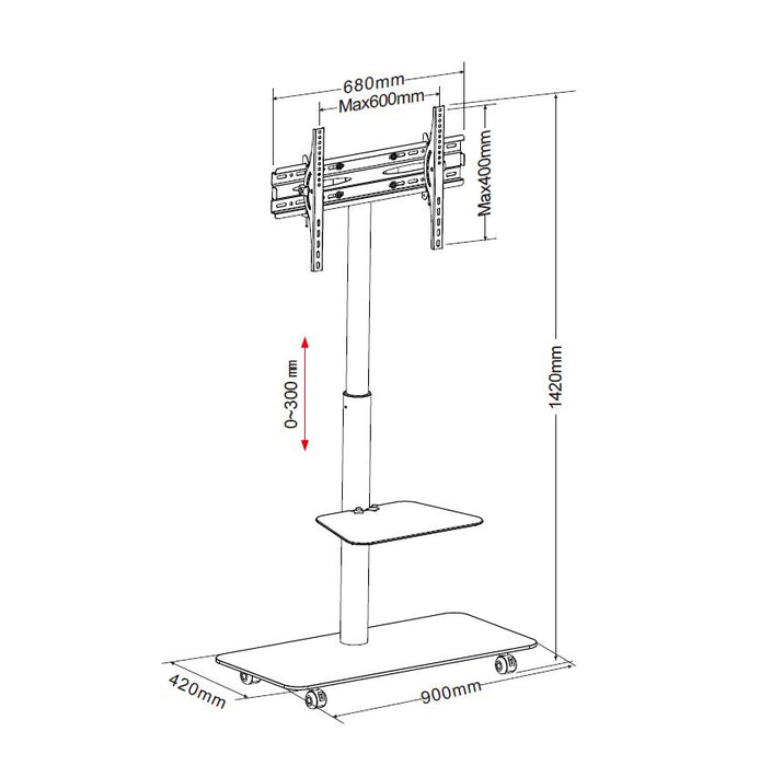 Wolff Mount TV vloerstandaard in hoogte verstelbaar 30 cm |Universeel |VESA 600x400