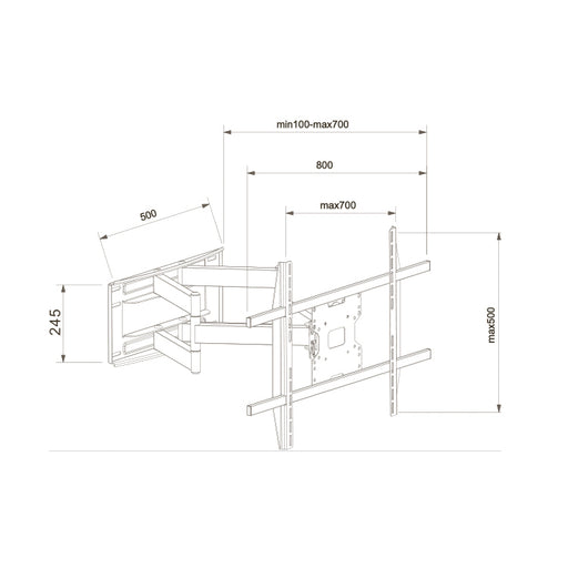 Wolff Mount Heavy Duty muurbeugel voor Samsung 47-75 inch | 60 kg | VESA 800x500 Samsung TV muurbeugel