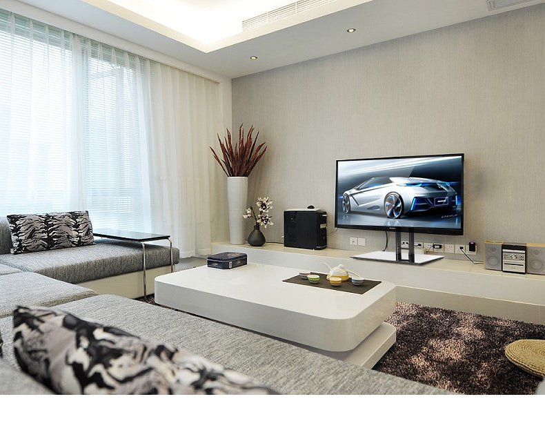 Wolff Mount Base TV bloccabile |Fino a 65 pollici |Universale |VESA 600x400 |Piastra in vetro nera pesante