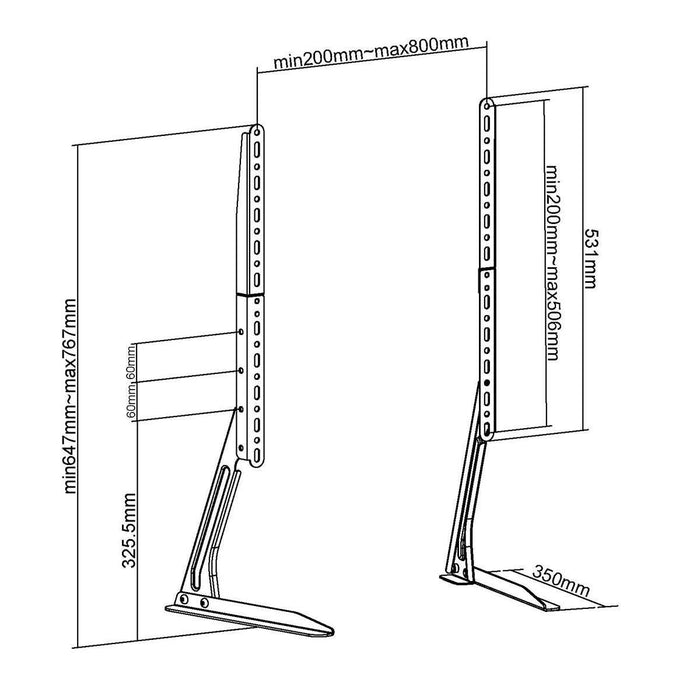 Nedis Supporto fisso da scrivania per TV da 13-70 pollici | Max 50 kg | Regolazione flessibile dell'altezza | Compatibile VESA | Acciaio | Nero