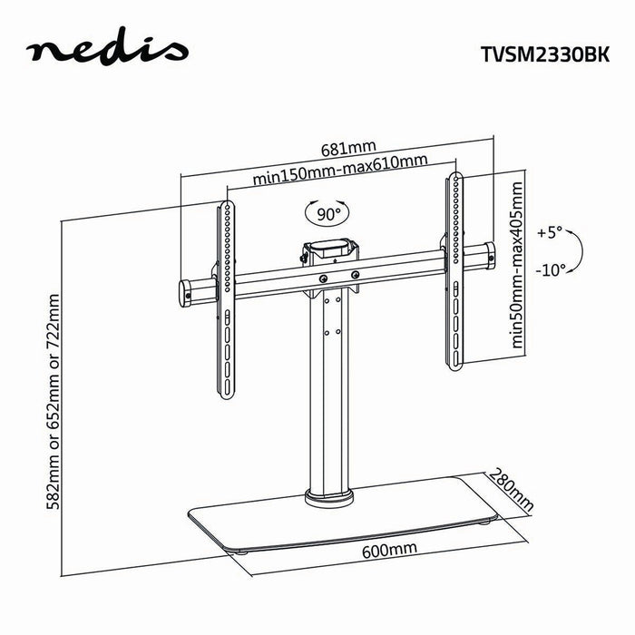 Supporto TV a movimento completo | 32 - 65" | Max. 45 kg | 3 posizioni di altezza