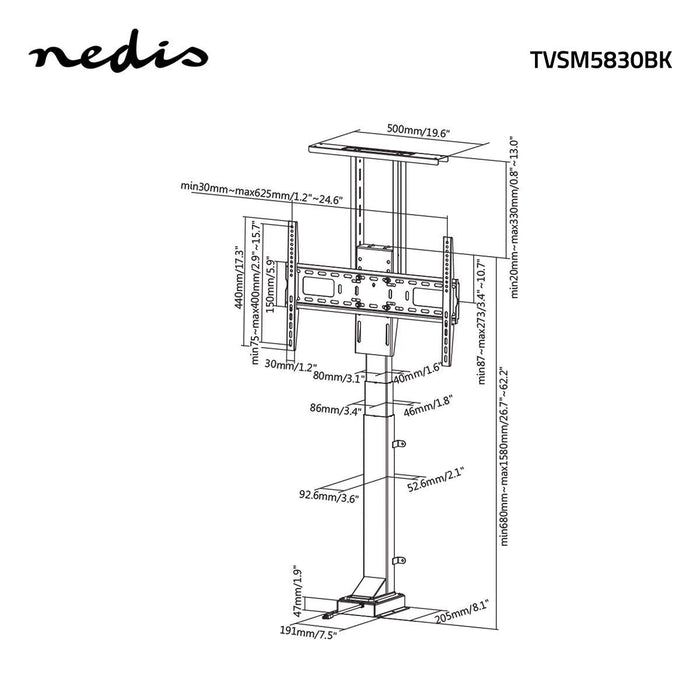 Supporto TV motorizzato | Movimento verticale | Incasso | Fino a 65" | Max. 50 kg