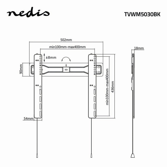 Supporto TV da Parete Fisso | 32 - 55" | Max. 35 kg | Distanza dalla Parete 18 mm