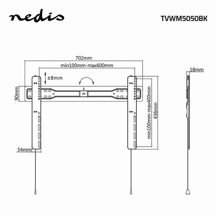 Supporto TV da Parete Fisso | 37 - 70" | Max. 35 kg | Distanza dalla Parete 18 mm