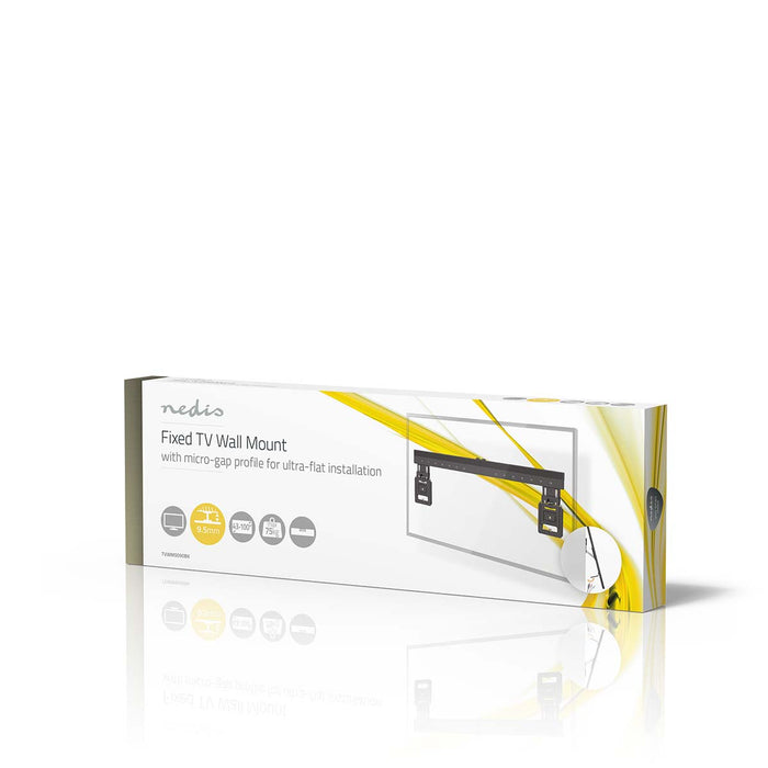 Nedis Supporto fisso a parete per TV 43-100 pollici - Micro-Gap ultra sottile - Max. 75 kg - Nero - Compatibile VESA.