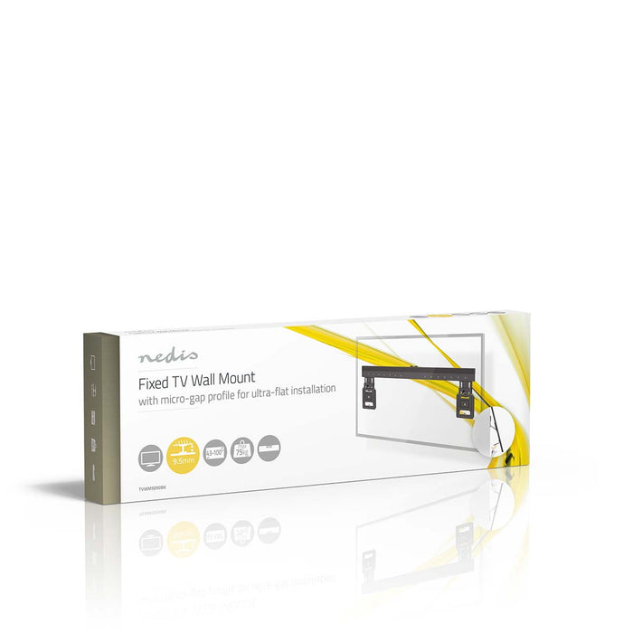 Nedis Supporto fisso a parete per TV 43-100 pollici - Micro-Gap ultra sottile - Max. 75 kg - Nero - Compatibile VESA.