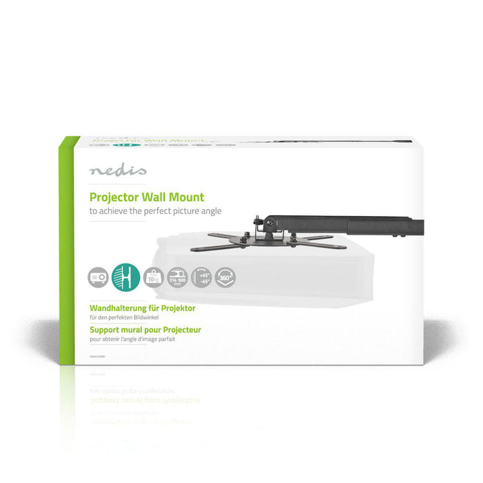 Supporto da Parete per Proiettore | Rotazione 360° | Max. 10 kg | Distanza dalla Parete 314 - 500 mm | Nero