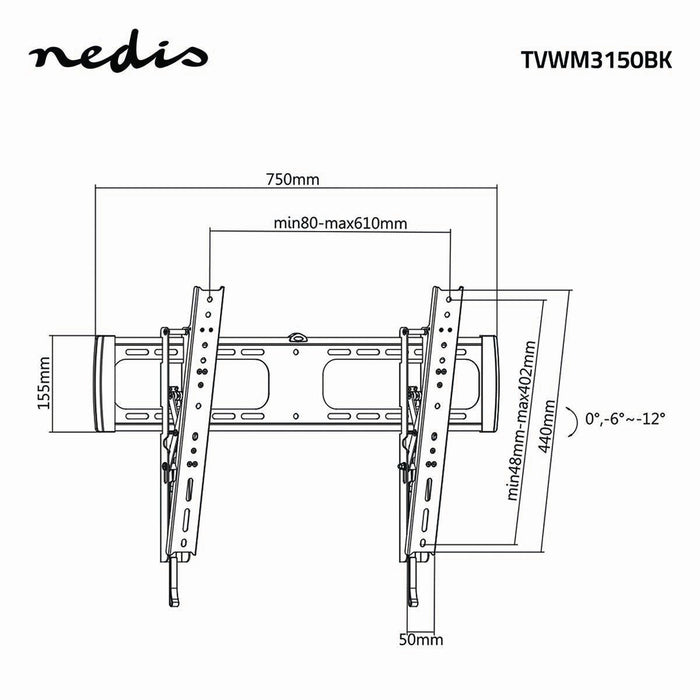 Supporto TV da Parete Inclinabile | 37 - 70" | Max. 40 kg | Angolo di Inclinazione 12°